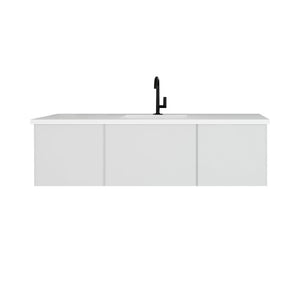 LAVIVA 313VTR-60CCW-MW Vitri 60" Cloud White Single Sink Bathroom Vanity with VIVA Stone Matte White Solid Surface Countertop