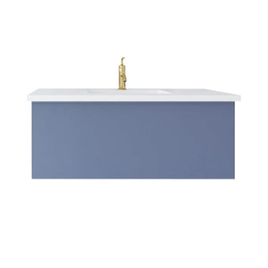 LAVIVA 313VTR-42NB-MW Vitri 42" Nautical Blue Bathroom Vanity with VIVA Stone Matte White Solid Surface Countertop