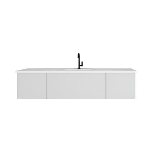 LAVIVA 313VTR-72CCW-MW Vitri 72" Cloud White Single Sink Bathroom Vanity with VIVA Stone Matte White Solid Surface Countertop