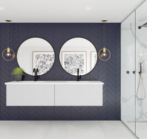 LAVIVA 313VTR-72DCW-MW Vitri 72" Cloud White Double Sink Bathroom Vanity with VIVA Stone Matte White Solid Surface Countertop
