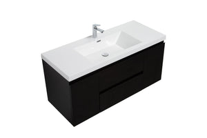 LAVIVA 313AUR-48MMB-GW Aurora 48" Matte Midnight Black Wall Hung Bathroom Vanity with White Acrylic Countertop