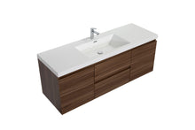 Load image into Gallery viewer, LAVIVA 313AUR-60CSW-GW Aurora 60&quot; Smokey Walnut Wall Hung Single Sink Bathroom Vanity with White Acrylic Countertop