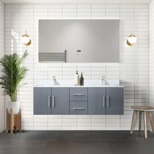 Load image into Gallery viewer, Lexora LG192260DB00LM60 Geneva 60&quot; Dark Grey Double Vanity, no Top and 60&quot; LED Mirror