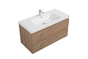 LAVIVA 313AUR-42SO-GW Aurora 42" Sonoma Oak Wall Hung Bathroom Vanity with White Acrylic Countertop