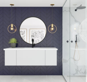 LAVIVA 313VTR-54CW-MW Vitri 54" Cloud White Bathroom Vanity with VIVA Stone Matte White Solid Surface Countertop