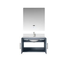 Load image into Gallery viewer, Lexora LG192230DBDSLM30 Geneva 30&quot; Dark Grey Single Vanity, White Carrara Marble Top, White Square Sink and 30&quot; LED Mirror