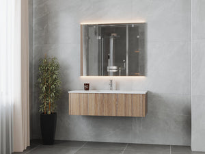 LAVIVA 313LGN-48WG-MW Legno 48" Weathered Grey Bathroom Vanity with Matte White VIVA Stone Solid Surface Countertop