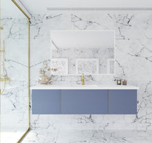 Load image into Gallery viewer, LAVIVA 313VTR-66NB-MW Vitri 66&quot; Nautical Blue Single Sink Bathroom Vanity with VIVA Stone Matte White Solid Surface Countertop