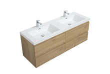 Load image into Gallery viewer, LAVIVA 313AUR-60DSO-GW Aurora 60&quot; Sonoma Oak Wall Hung Double Sink Bathroom Vanity with White Acrylic Countertop