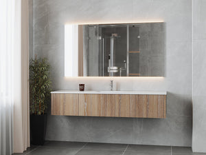 LAVIVA 313LGN-72CWG-MW Legno 72" Weathered Grey Single Sink Bathroom Vanity with Matte White VIVA Stone Solid Surface Countertop