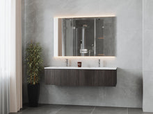 Load image into Gallery viewer, LAVIVA 313LGN-60DCR-MW Legno 60&quot; Carbon Oak Double Sink Bathroom Vanity with Matte White VIVA Stone Solid Surface Countertop