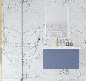 LAVIVA 313VTR-30NB-MW Vitri 30" Nautical Blue Bathroom Vanity with VIVA Stone Matte White Solid Surface Countertop