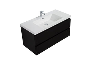LAVIVA 313AUR-42MMB-GW Aurora 42" Matte Midnight Black Wall Hung Bathroom Vanity with White Acrylic Countertop