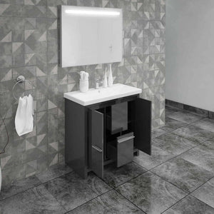 Casa Mare Alessio 32″ Glossy Gray Ceramic Bathroom Vanity - ALESSIO80GG-32-MSC