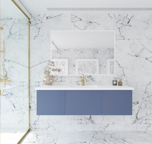 LAVIVA 313VTR-60CNB-MW Vitri 60" Nautical Blue Single Sink Bathroom Vanity with VIVA Stone Matte White Solid Surface Countertop
