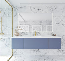 Load image into Gallery viewer, LAVIVA 313VTR-72CNB-MW Vitri 72&quot; Nautical Blue Single Sink Bathroom Vanity with VIVA Stone Matte White Solid Surface Countertop