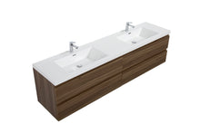 Load image into Gallery viewer, LAVIVA 313AUR-84DSW-GW Aurora 84&quot; Smokey Walnut Wall Hung Double Sink Bathroom Vanity with White Acrylic Countertop