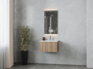 LAVIVA 313LGN-24WG-MW Legno 24" Weathered Grey Bathroom Vanity with Matte White VIVA Stone Solid Surface Countertop