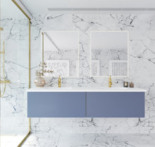 Load image into Gallery viewer, LAVIVA 313VTR-72DNB-MW Vitri 72&quot; Nautical Blue Double Sink Bathroom Vanity with VIVA Stone Matte White Solid Surface Countertop