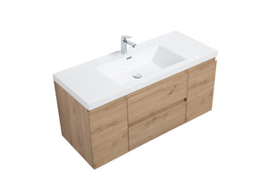 LAVIVA 313AUR-48SO-GW Aurora 48" Sonoma Oak Wall Hung Bathroom Vanity with White Acrylic Countertop