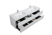 Load image into Gallery viewer, LAVIVA 313AUR-72DGPW-GW Aurora 72&quot; Glossy Polar White Wall Hung Double Sink Bathroom Vanity with White Acrylic Countertop