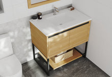 Load image into Gallery viewer, LAVIVA 313SMR-36CO-MW Alto 36&quot; California White Oak Bathroom Vanity with Matte White VIVA Stone Solid Surface Countertop