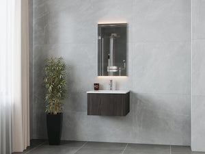 LAVIVA 313LGN-24CR-MW Legno 24" Carbon Oak Bathroom Vanity with Matte White VIVA Stone Solid Surface Countertop