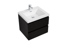 Load image into Gallery viewer, LAVIVA 313AUR-24MMB-GW Aurora 24&quot; Matte Midnight Black Wall Hung Bathroom Vanity with White Acrylic Countertop