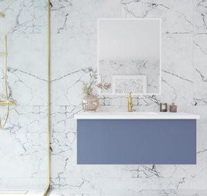 LAVIVA 313VTR-42NB-MW Vitri 42" Nautical Blue Bathroom Vanity with VIVA Stone Matte White Solid Surface Countertop