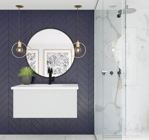 LAVIVA 313VTR-36CW-MW Vitri 36" Cloud White Bathroom Vanity with VIVA Stone Matte White Solid Surface Countertop