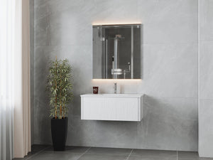 LAVIVA 313LGN-36AW-MW Legno 36" Alabaster White Bathroom Vanity with Matte White VIVA Stone Solid Surface Countertop