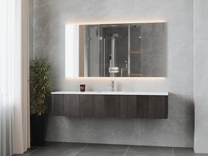LAVIVA 313LGN-72CCR-MW Legno 72" Carbon Oak Single Sink Bathroom Vanity with Matte White VIVA Stone Solid Surface Countertop