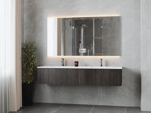 Load image into Gallery viewer, LAVIVA 313LGN-72DCR-MW Legno 72&quot; Carbon Oak Double Sink Bathroom Vanity with Matte White VIVA Stone Solid Surface Countertop