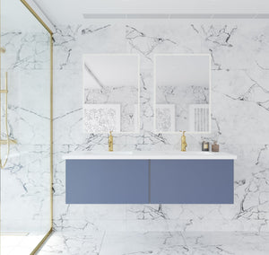 LAVIVA 313VTR-60DNB-MW Vitri 60" Nautical Blue Double Sink Bathroom Vanity with VIVA Stone Matte White Solid Surface Countertop