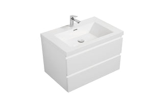 LAVIVA 313AUR-30GPW-GW Aurora 30" Glossy Polar White Wall Hung Bathroom Vanity with White Acrylic Countertop
