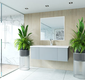 LAVIVA 313VTR-48FG-MW Vitri 48" Fossil Grey Bathroom Vanity with VIVA Stone Matte White Solid Surface Countertop