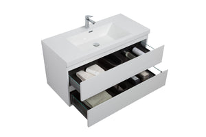 LAVIVA 313AUR-36GPW-GW Aurora 36" Glossy Polar White Wall Hung Bathroom Vanity with White Acrylic Countertop
