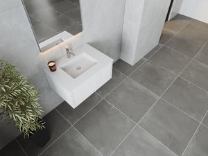 LAVIVA 313LGN-30AW-MW Legno 30" Alabaster White Bathroom Vanity with Matte White VIVA Stone Solid Surface Countertop