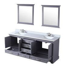 Load image into Gallery viewer, Lexora LD342280DB00M30 Dukes 80&quot; Dark Grey Double Vanity, no Top and 30&quot; Mirrors