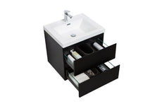 Load image into Gallery viewer, LAVIVA 313AUR-24MMB-GW Aurora 24&quot; Matte Midnight Black Wall Hung Bathroom Vanity with White Acrylic Countertop