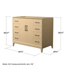 Load image into Gallery viewer, Wyndham Collection WCH757542SHBCXSXXMXX Janna 42 Inch Single Bathroom Vanity in White Oak, No Countertop, No Sink, Matte Black Trim