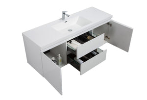 LAVIVA 313AUR-60CGPW-GW Aurora 60" Glossy Polar White Wall Hung Single Sink Bathroom Vanity with White Acrylic Countertop