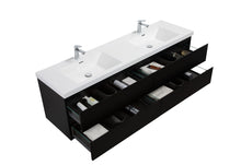 Load image into Gallery viewer, LAVIVA 313AUR-72DMMB-GW Aurora 72&quot; Matte Midnight Black Wall Hung Double Sink Bathroom Vanity with White Acrylic Countertop