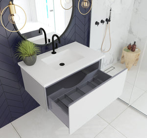 LAVIVA 313VTR-36CW Vitri 36" Cloud White Wall Hung Bathroom Vanity Cabinet