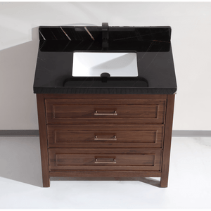 Legion Furniture WK2428-36-EB-WITH BLACK NATURAL TOP 36" EBONY SINK VANITY