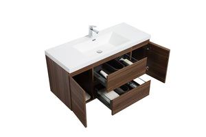 LAVIVA 313AUR-48SW-GW Aurora 48" Smokey Walnut Wall Hung Bathroom Vanity with White Acrylic Countertop