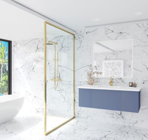 LAVIVA 313VTR-48NB-MW Vitri 48" Nautical Blue Bathroom Vanity with VIVA Stone Matte White Solid Surface Countertop