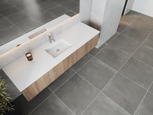 Load image into Gallery viewer, LAVIVA 313LGN-72CWG-MW Legno 72&quot; Weathered Grey Single Sink Bathroom Vanity with Matte White VIVA Stone Solid Surface Countertop
