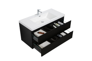 LAVIVA 313AUR-42MMB-GW Aurora 42" Matte Midnight Black Wall Hung Bathroom Vanity with White Acrylic Countertop