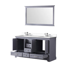 Load image into Gallery viewer, Lexora LD342260DB00M58 Dukes 60&quot; Dark Grey Double Vanity, no Top and 58&quot; Mirror